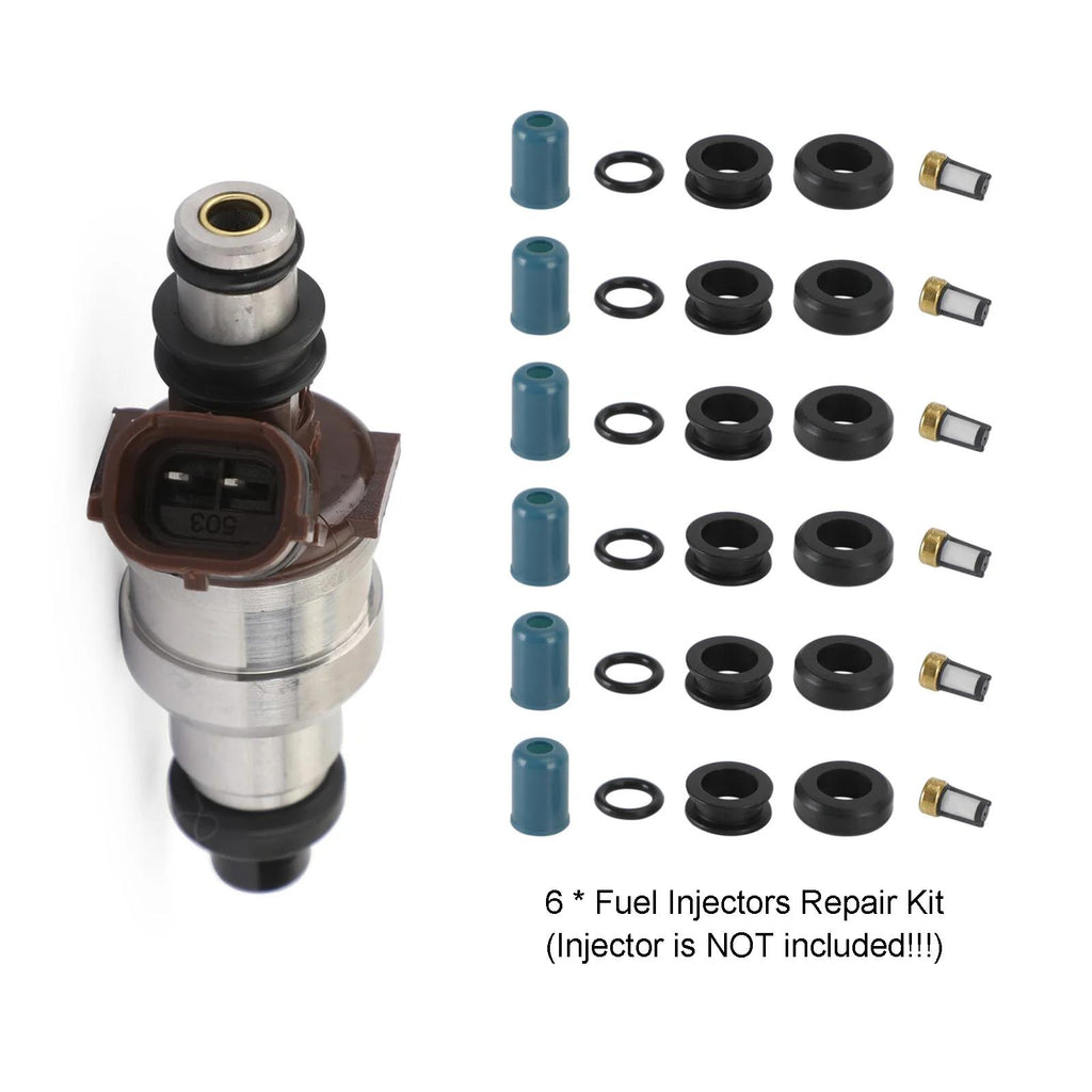 Toyota Truck 4 Runner 1988-1995 3.0L 3VZE 6PCS Fuel Injectors Repair Seal Rebuild Kit 23209-65020 23250-65020 195500-5400 Generic