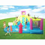 Kahuna 90778 Twin Peaks Outdoor Inflatable Backyard Kid Pool Water Park Two Slides Two Basketball Hoops Climbing Wall Sprinklers