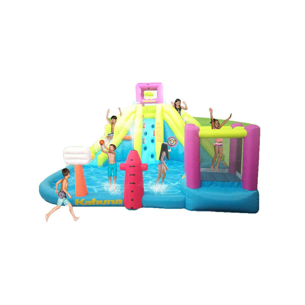 Kahuna 90778 Twin Peaks Outdoor Inflatable Backyard Kid Pool Water Park Two Slides Two Basketball Hoops Climbing Wall Sprinklers