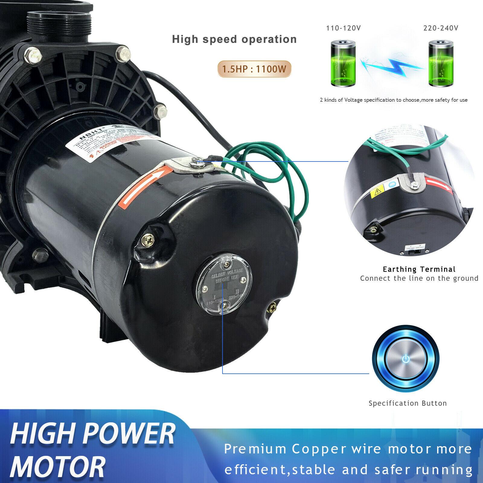 1.5 hp swimming pool pump spa water 110 volt outdoor above ground strainer motor