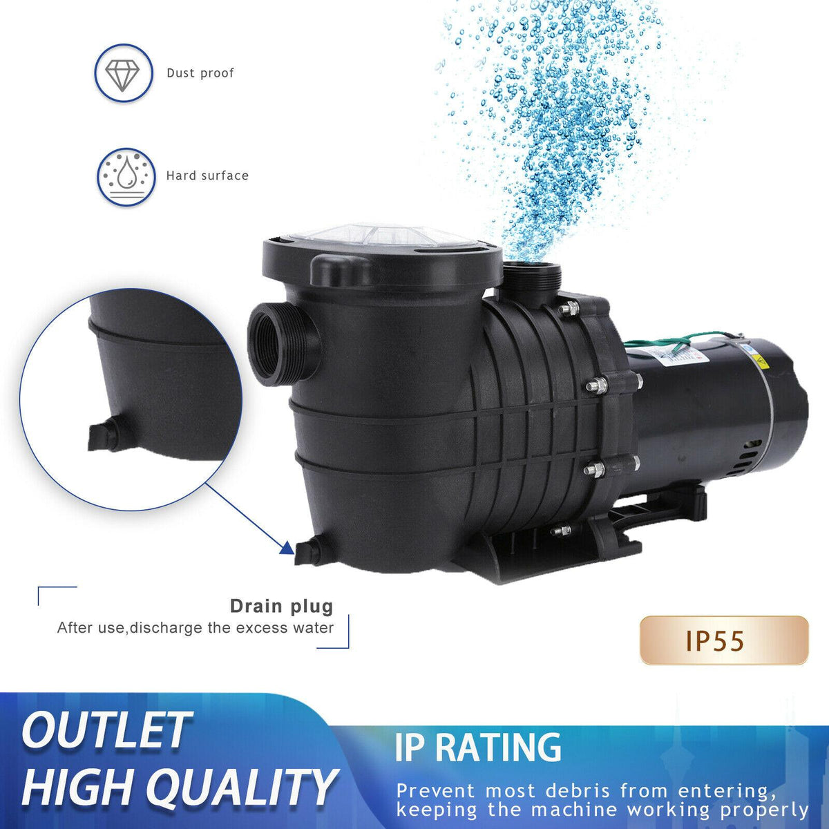 1.5 hp swimming pool pump spa water 110 volt outdoor above ground strainer motor