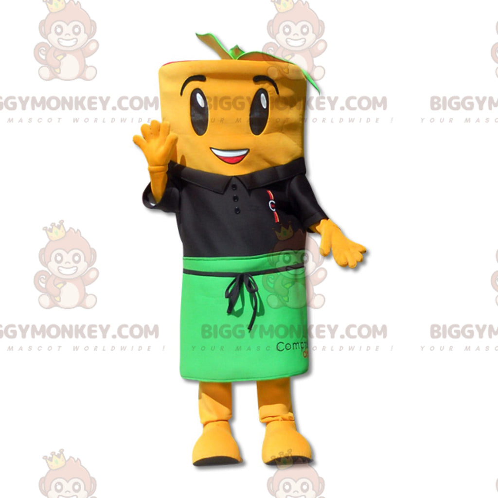 Orange Carrot BIGGYMONKEYMascot Costume with Polo Shirt and Apron