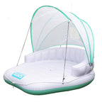 Magic Time International 91481VM Comfy Floats Inflatable Adjustable Shaded Cabana Cool Misting Single Person Pool Float, White