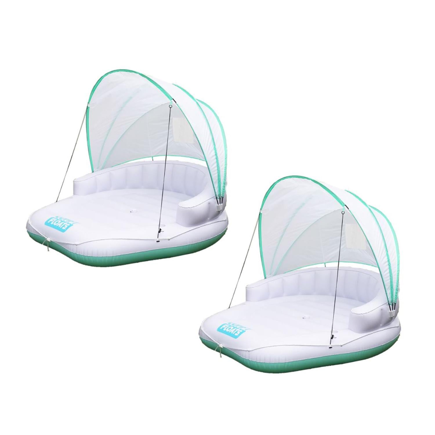 Magic Time International 91481VM Comfy Floats Inflatable Adjustable Shaded Cabana Cool Misting Single Person Pool Float, White