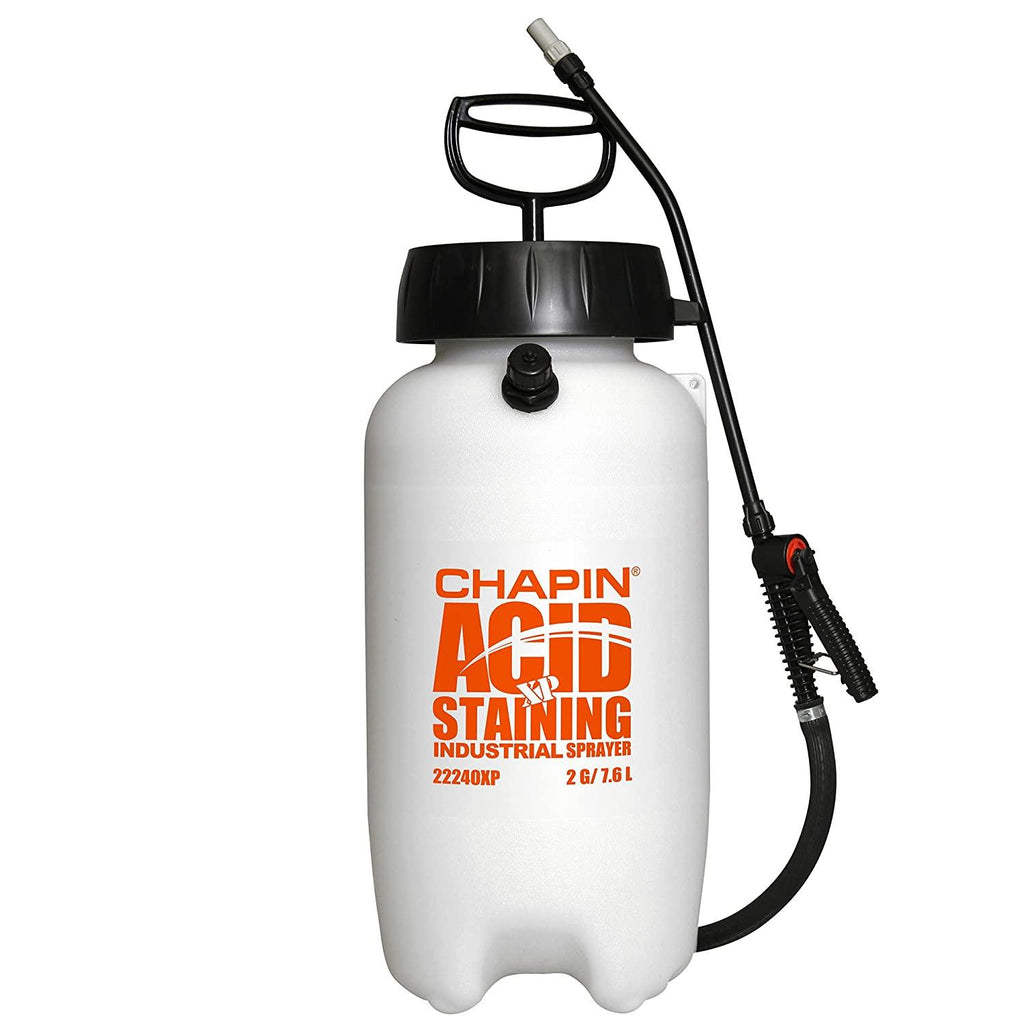 chapin international 22240xp 2-gallon industrial acid staining sprayer with pressure relief valve for acid staining, translucent white