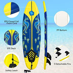 Giantex 6 Surfboard Surfing Surf Beach Ocean Body Foamie Board with Removable Fins, Great Beginner Board for Kids, Adults and Ch