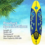 Giantex 6 Surfboard Surfing Surf Beach Ocean Body Foamie Board with Removable Fins, Great Beginner Board for Kids, Adults and Ch