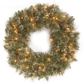 30 " Glittery Bristle Pine Artificial Christmas Wreath with Twinkly LED Lights