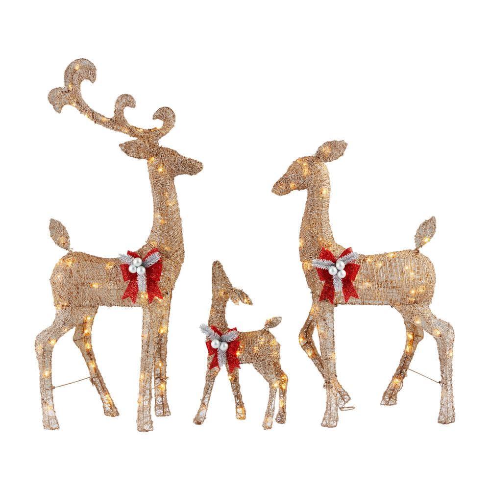 3-Piece Warm White LED Gold Deer Family Holiday Yard Decoration