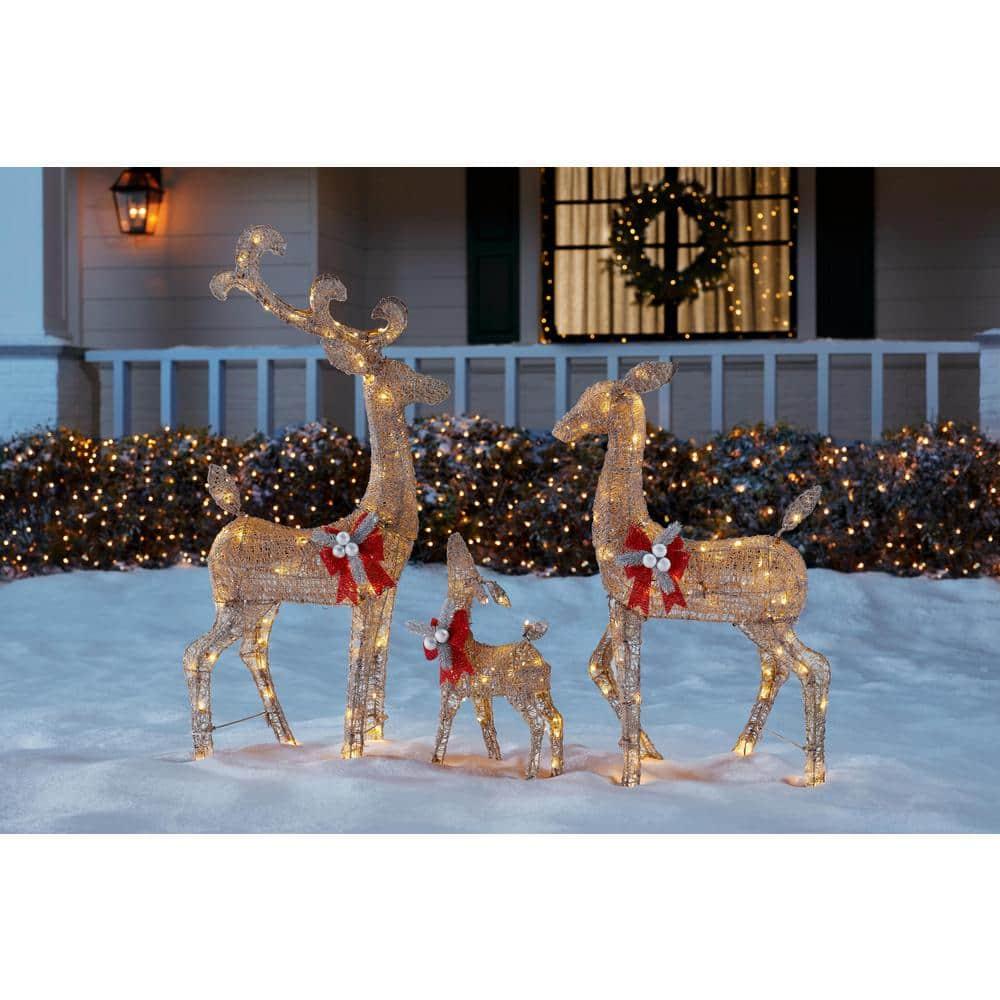 3-Piece Warm White LED Gold Deer Family Holiday Yard Decoration