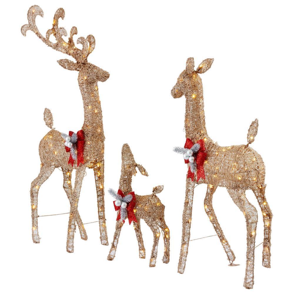 3-Piece Warm White LED Gold Deer Family Holiday Yard Decoration