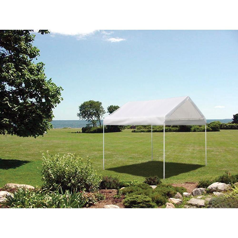10 ft. W x 10 ft. H Max AP Compact, Fixed-Leg Canopy in White w/ Steel Frame, Best-in-Class Pipes, and Waterproof Fabric