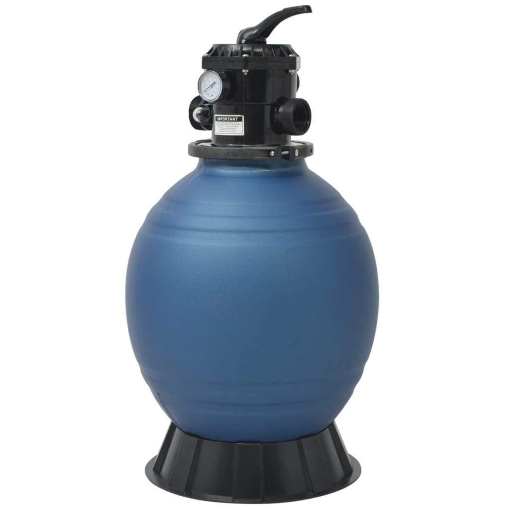 vidaxl pool sand filter with 6 position valve blue 18 inch