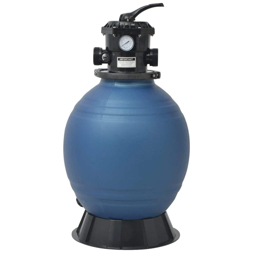 vidaxl pool sand filter with 6 position valve blue 18 inch