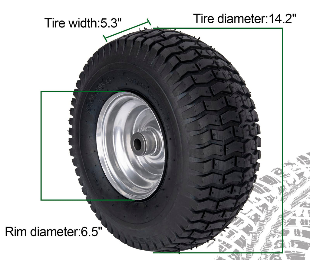 15x6.00-6 Lawn Mower Tire and Wheel Front Tire Compatible with    Riding Mowers Lawn Tractors