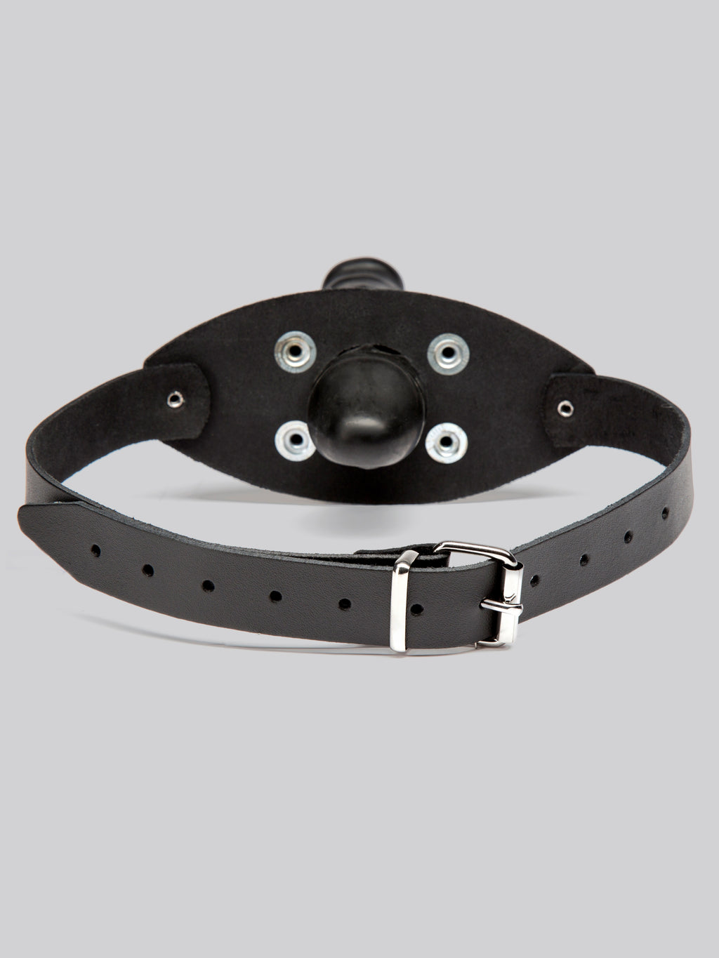 Zado Leather Mouth Gag 5.5 Inch Dildo Harness, Black