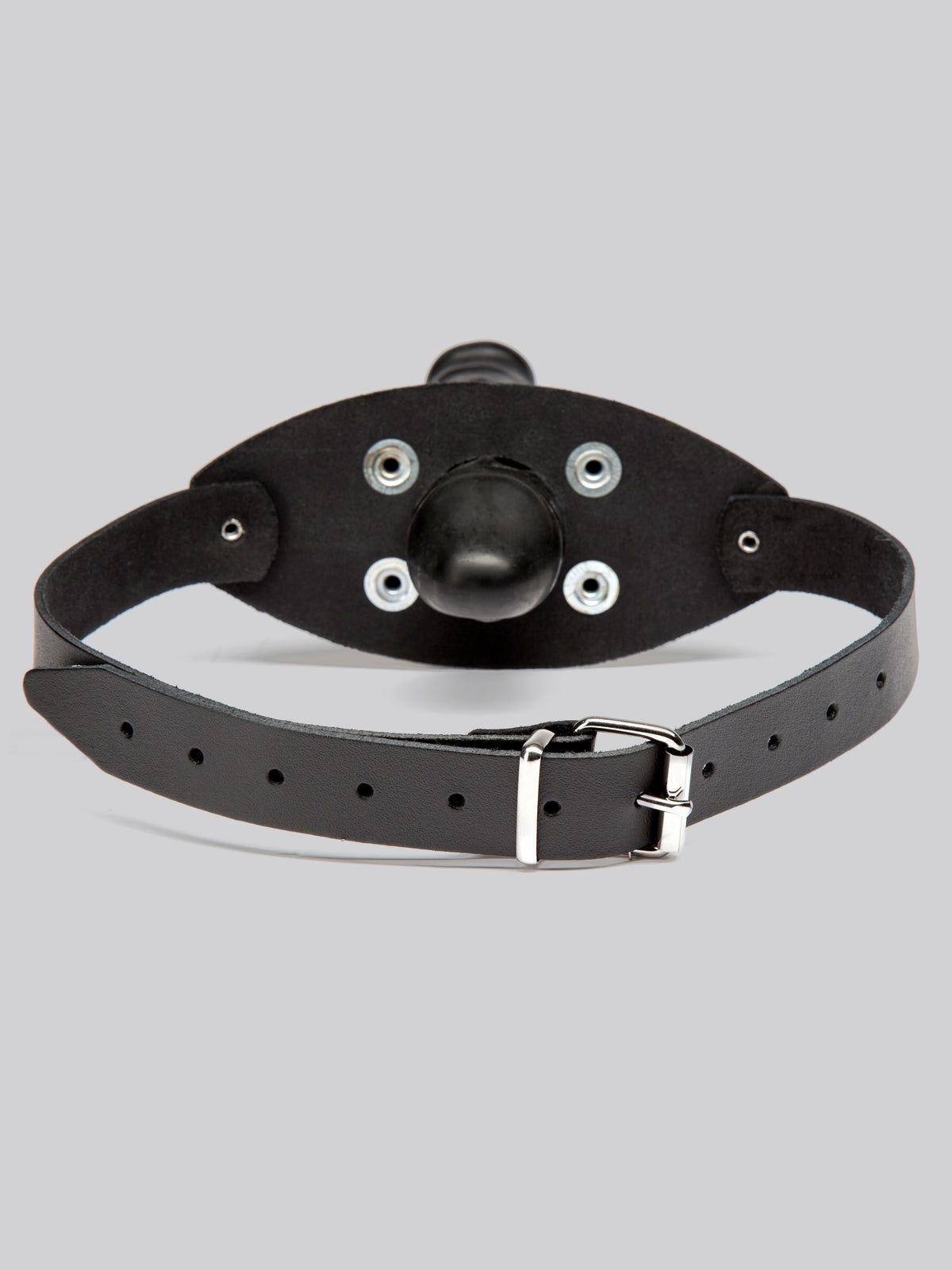 Zado Leather Mouth Gag 5.5 Inch Dildo Harness, Black