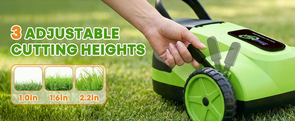 Electric Small Lawn Mower with Auto Shut-Off Sensor, 3 Position Cutting Height, 9.9Lbs Lightweight Cordless Push Mower Battery Powered for Garden/Yard/Farm, Gardening Gifts for Parents, Seniors