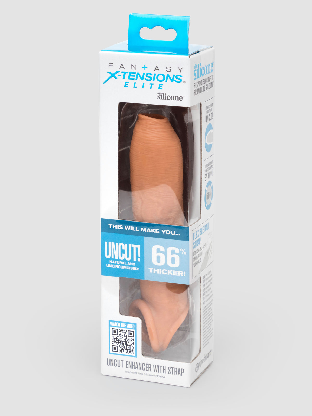 Fantasy X-Tensions Uncut Penis Enhancer with Strap, Flesh Tan