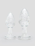 Lovehoney Double Booty Glitter Butt Plug Set, Clear