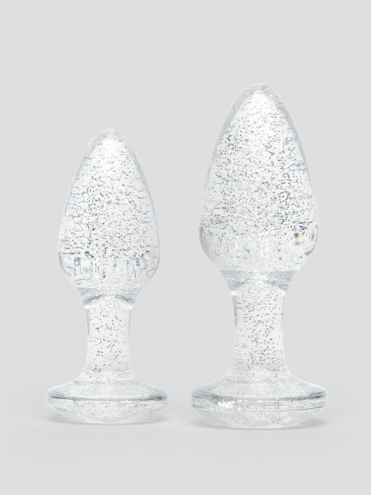 Lovehoney Double Booty Glitter Butt Plug Set, Clear