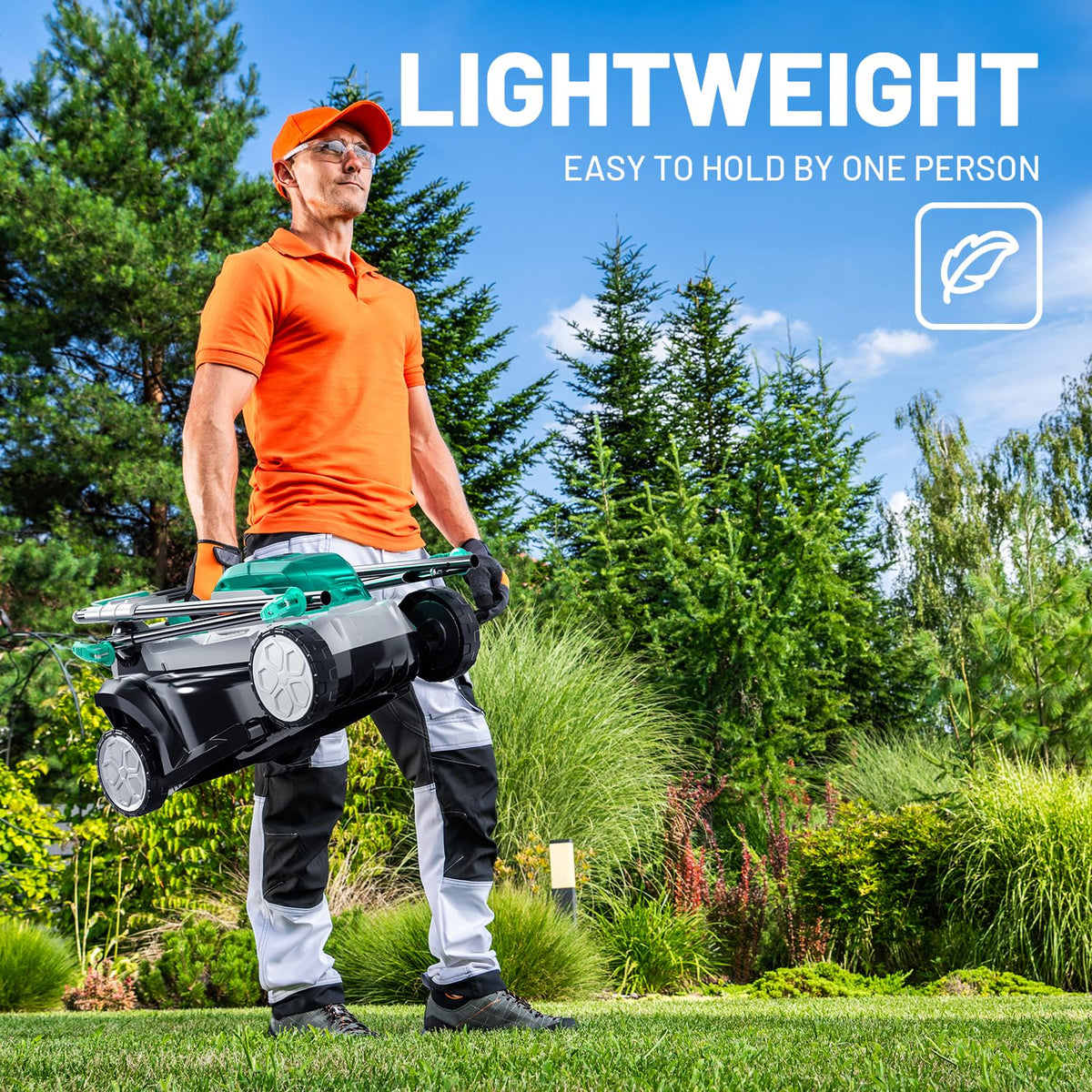 13.1inch Electric Lawn Mower Cordless,Grass Cutter Machine for 1600 Sq.Ft.Lawnmower with Brushless Motor, 8 Gallon Capacity, Cutting Height from 1 to 2.5 in, Includes 1X4.0 Ah Battery