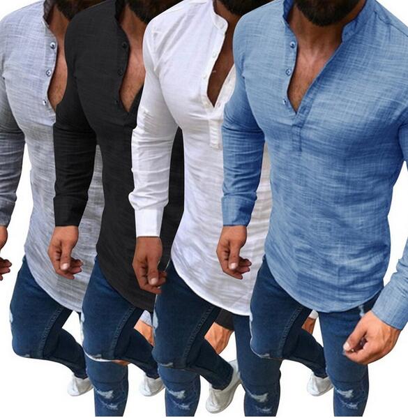 Men's Solid Color Shirt Long Sleeve