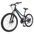 Mooncool Unisex Adult Mountain Bike 21 Speeds 26 inch Wheel, Double Disc Brakes Mountain Bicycles, Steel Frame, Adult Mountain Bikes(Black with Blue)