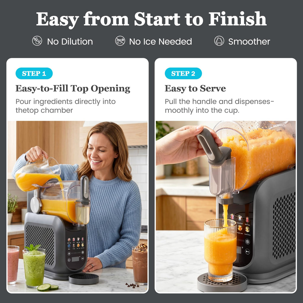 2-in-1 Slushie Machine & Soft Serve Ice Cream Maker | 2.6L/88oz Capacity, No Ice Needed, Self-Cleaning, Frozen Drink Machine for Ice Cream, Margaritas, Frappés, Milk Shake