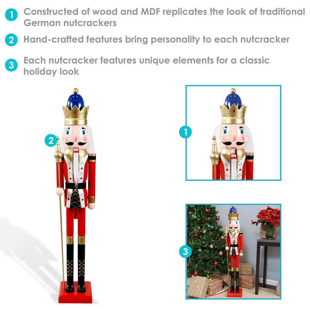 Sunnydaze Balthazar the Protector Indoor Decorative Traditional Christmas Wooden Nutcracker Statue, 48-Inch