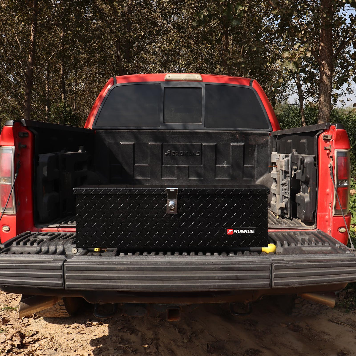 30 Inch Truck Bed Tool Box, Aluminum Heavy Duty Trailer Tool Box for Pickup Truck Bed RV, Toolbox StoraBox with Handle and Lock - Black