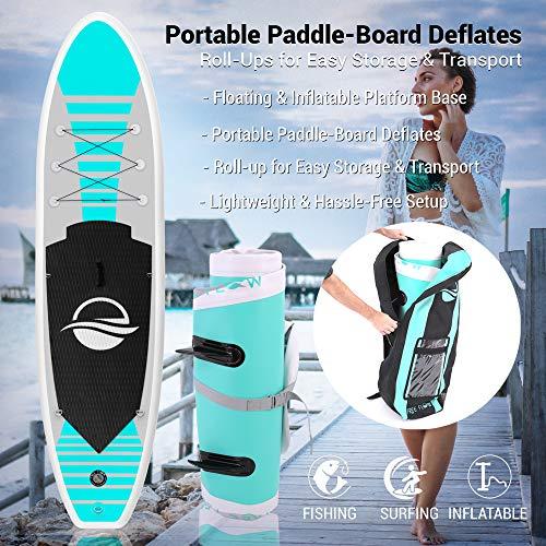SereneLife Inflatable Stand Up Paddle Board (6 Inches Thick) with Premium SUP Accessories &amp; Carry Bag, Wide Stance, Bottom Fin f