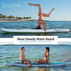 SereneLife Inflatable Stand Up Paddle Board (6 Inches Thick) with Premium SUP Accessories &amp; Carry Bag, Wide Stance, Bottom Fin f