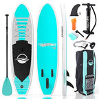 SereneLife Inflatable Stand Up Paddle Board (6 Inches Thick) with Premium SUP Accessories &amp; Carry Bag, Wide Stance, Bottom Fin f