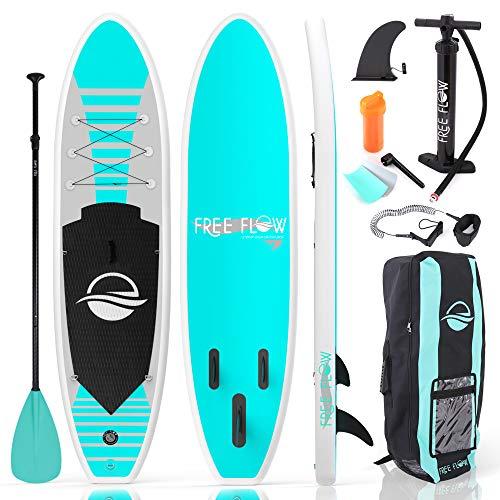 SereneLife Inflatable Stand Up Paddle Board (6 Inches Thick) with Premium SUP Accessories &amp; Carry Bag, Wide Stance, Bottom Fin f
