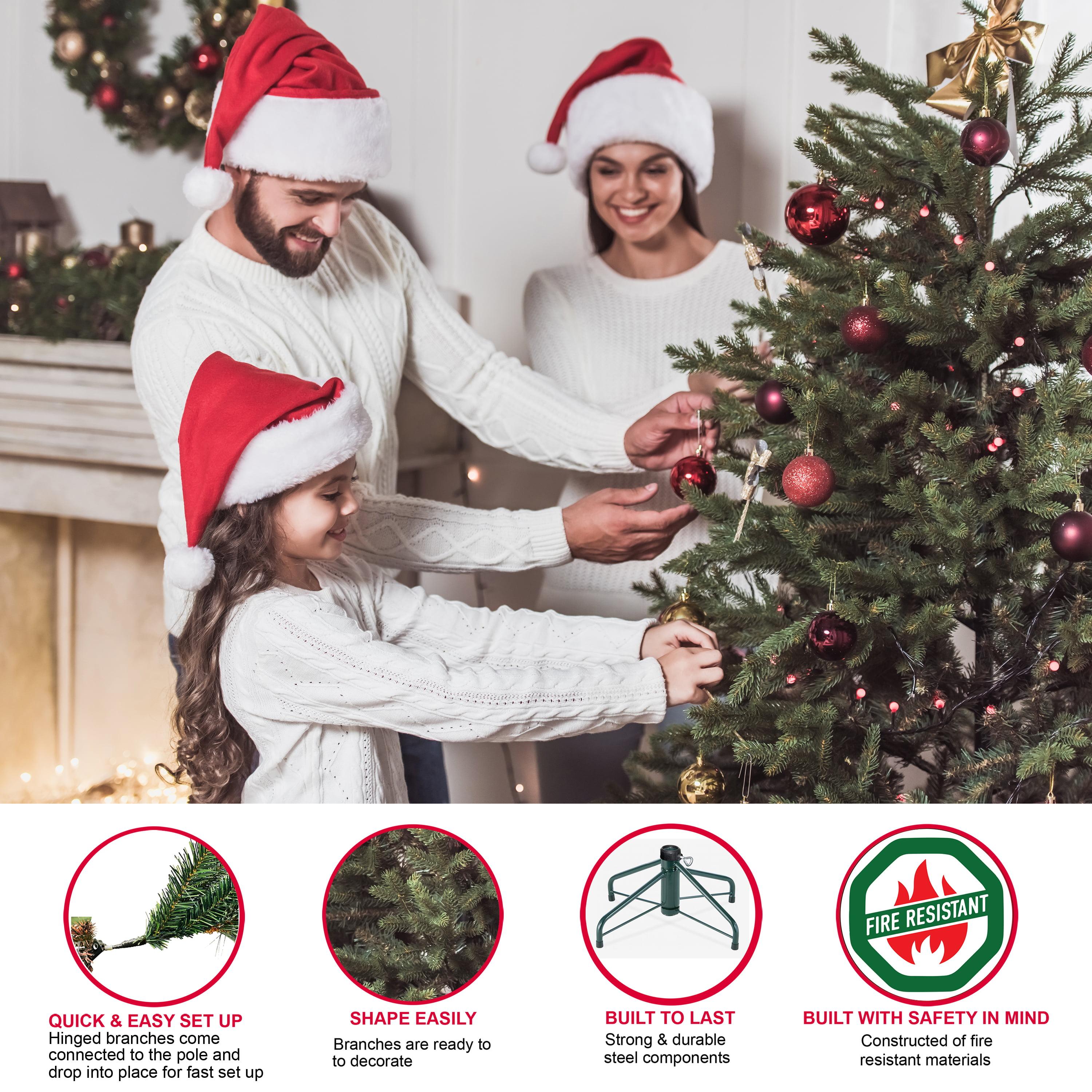 Puleo International 7.5 ft. Pre-Lit Flocked Slim Fraser Fir Artificial Christmas Tree with 500 UL-Listed Clear Lights