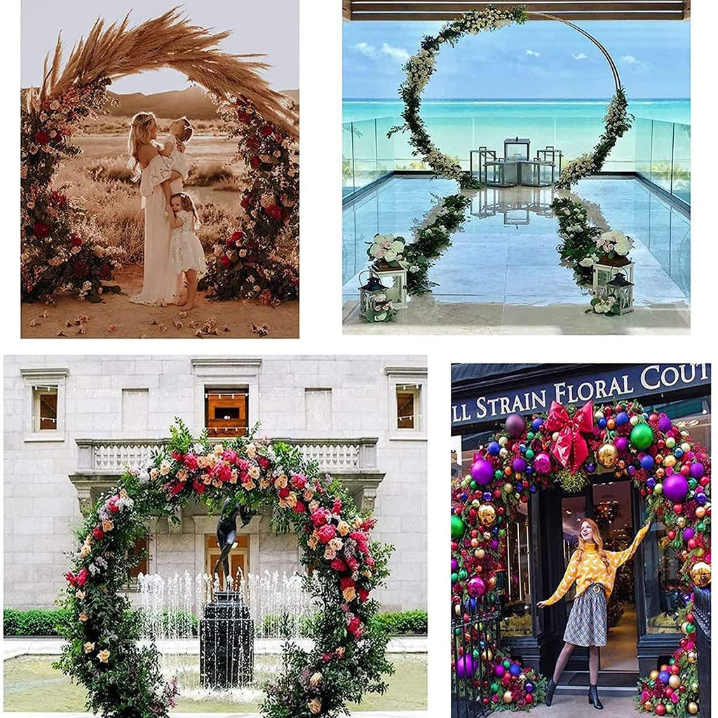 DWXN Birthday Party Balloon Iron Ring Stand Arch Frame, Wedding Arch Flower Shelf Background Decoration Props, for Wedding Birthday Party Christmas Year 2.63M