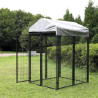 JAXPETY Outdoor Pet CaDog Kennel Steel Wire Pen Run House Covered Shade Shelter Yard Large, 4'L x 4'W x 6'H