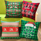 Christmas Throw Pillow Covers 18x18 Buffalo Plaid Pillow Case Xmas Green Red Pillowcase Rustic Throw Pillow Covers for Sofa Couch Holiday Christmas Decorations Invisible Zipper Pillowcase