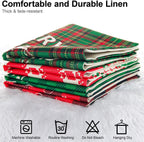 Christmas Throw Pillow Covers 18x18 Buffalo Plaid Pillow Case Xmas Green Red Pillowcase Rustic Throw Pillow Covers for Sofa Couch Holiday Christmas Decorations Invisible Zipper Pillowcase