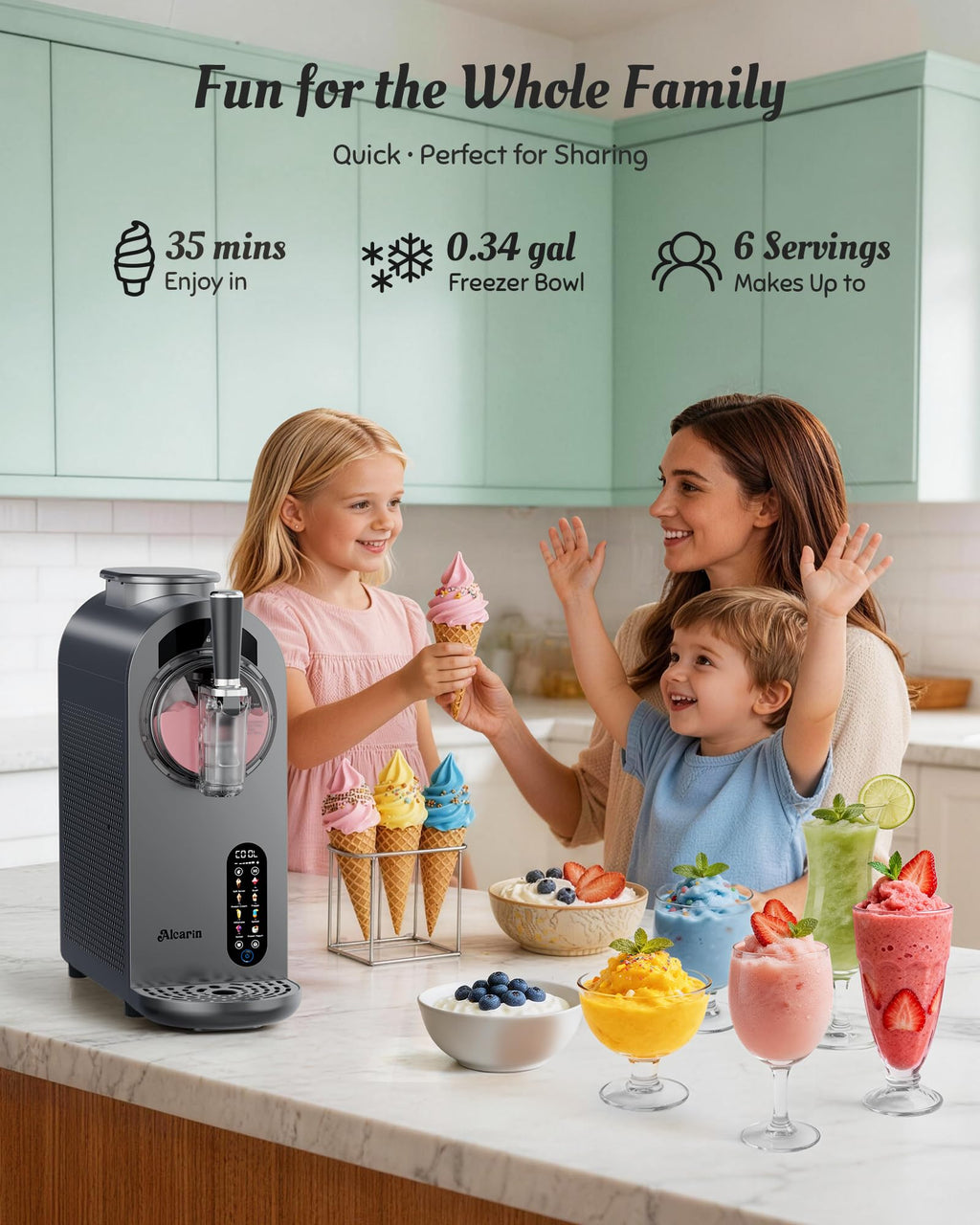 2 in 1 Slushie Machine & Soft Serve Ice Cream Maker, No Ice Needed, 8 Pre Sets, Frozen Drink, Protein Ice Cream, Milkshake, Frappe, Spiked, Sorbet and More