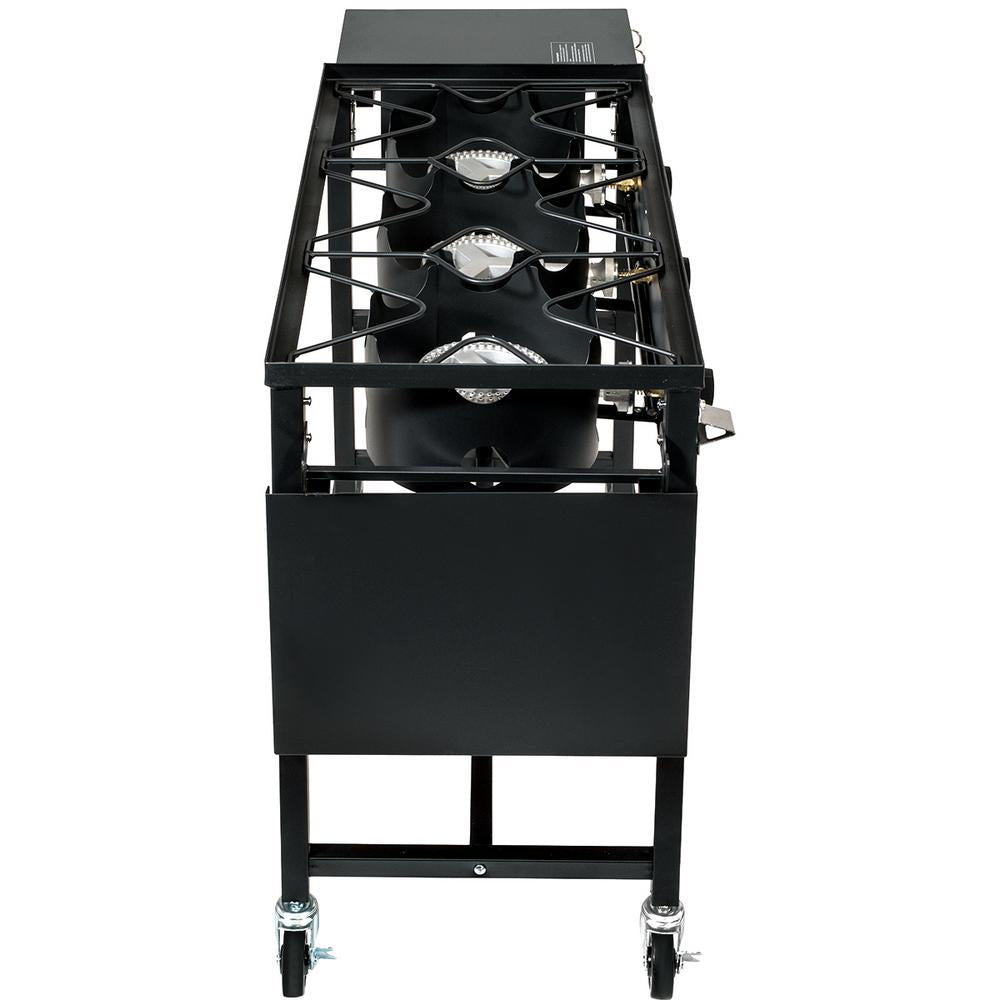 87,000 BTU Outdoor Camping Propane Triple Burner Stove CooStation with Folding Side Shelves
