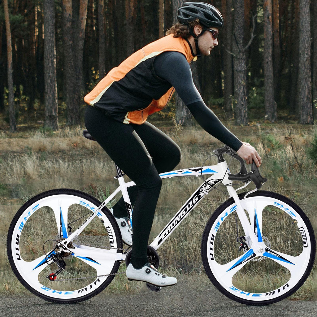 Hotwon Commuters Aluminum Full Suspension Road Bike 21 Speed Disc Brakes, 700c,220lbs,Iron,Black