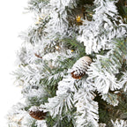 Nearly Natural 8' Flocked Pine Artificial Christmas Tree, White