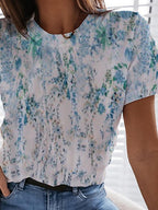 Womens Casual Fashion Floral Print T-shirt
