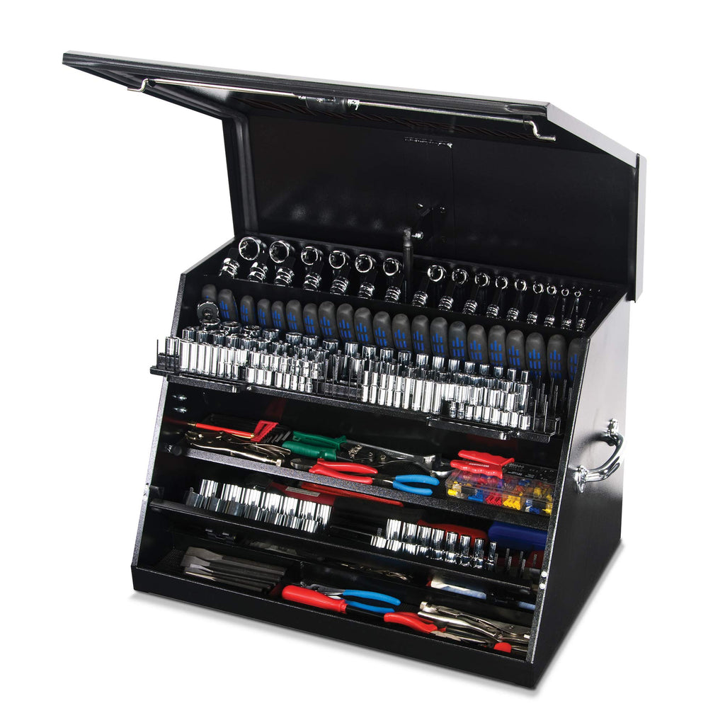 – LA400B – 30-Inch Portable  Toolbox – Multi-Tier  – 16-GauConstruction – SAE and Metric Tool Chest – Weather-Resistant Toolbox – Lock and Latching System