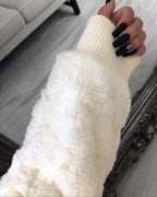 fluffy zip front long sleeve hooded teddy coat