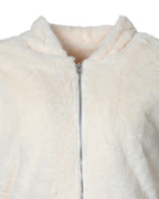 fluffy zip front long sleeve hooded teddy coat