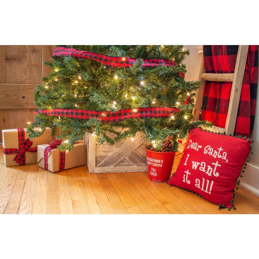 Farmhouse Deluxe 22.5 in. W x 14.5 in. H, 30 in. Dia, White Wash Decorative Christmas Tree Box Collar