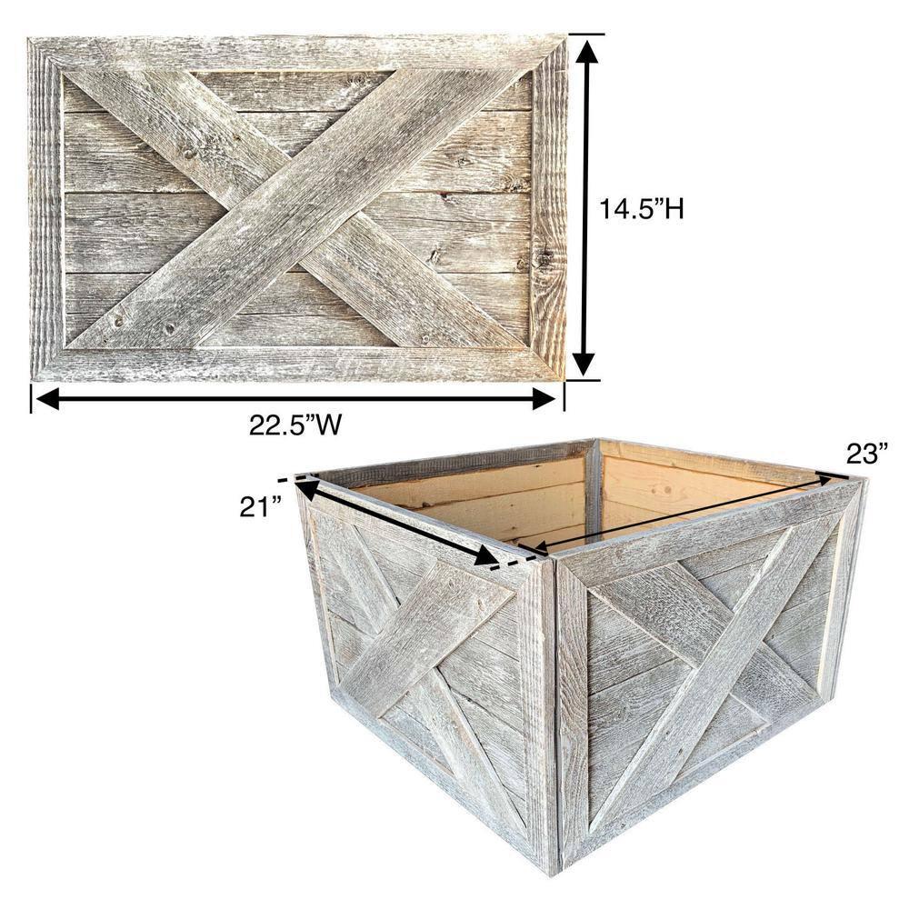 Farmhouse Deluxe 22.5 in. W x 14.5 in. H, 30 in. Dia, White Wash Decorative Christmas Tree Box Collar